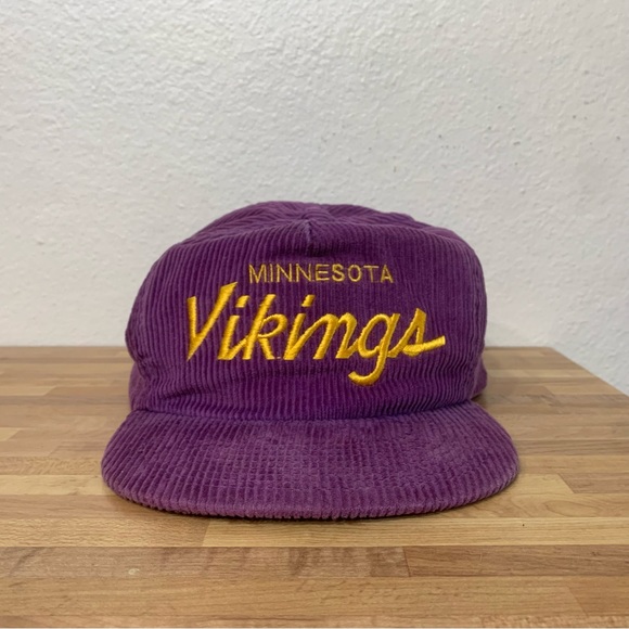 Vintage NFL Football Sports Specialties Minnesota Vikings Script Corduroy Hat - Picture 1 of 8